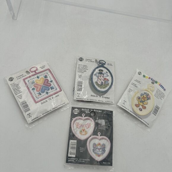 4 Counted Cross Stitch Kit Springtime NMI Kitty, Hearts, Duck & Light House - Picture 3 of 8